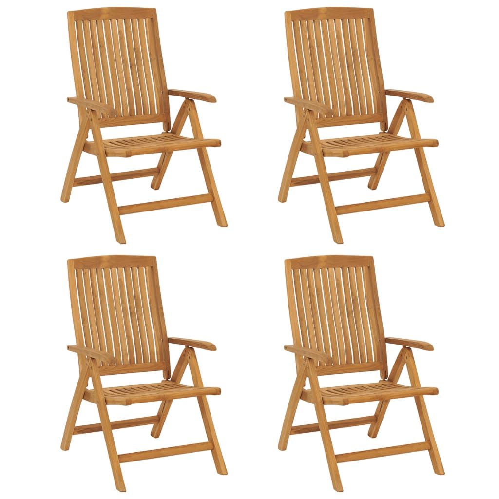 vidaXL Reclining Garden Chairs with Cushions 4 pcs Solid Wood Teak