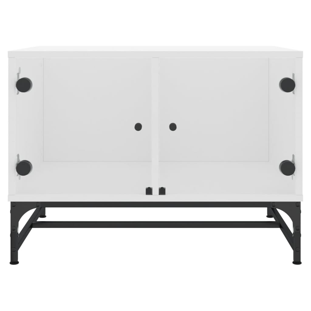 vidaXL Coffee Table with Glass Doors White 68.5x50x50 cm