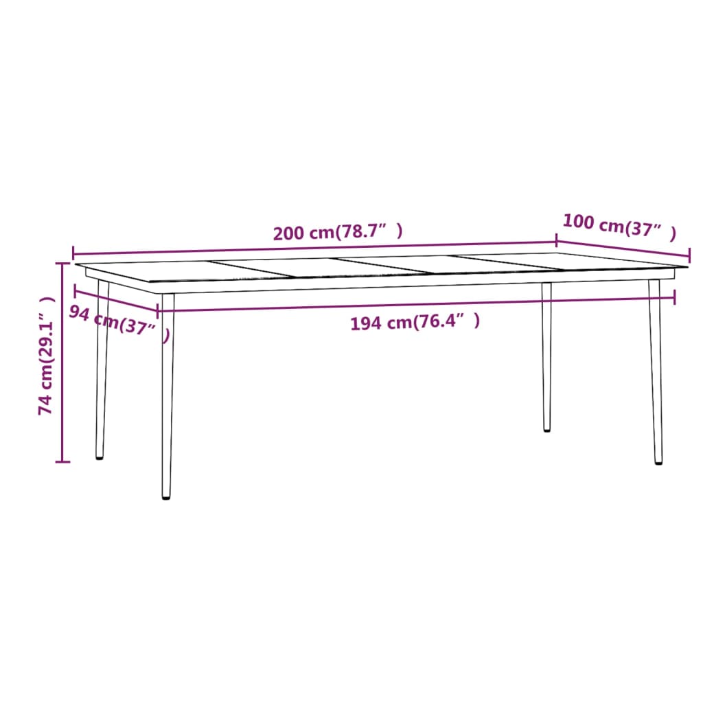 vidaXL 7 Piece Garden Dining Set with Cushions Black