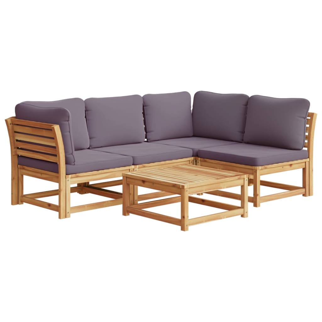 vidaXL 5 Piece Garden Lounge Set with Cushions Solid Wood Acacia