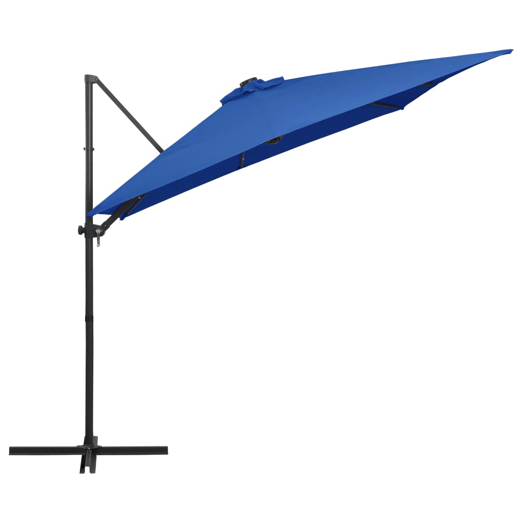 vidaXL Cantilever Garden Parasol with LED lights and Steel Pole 250x250 cm Azure Blue