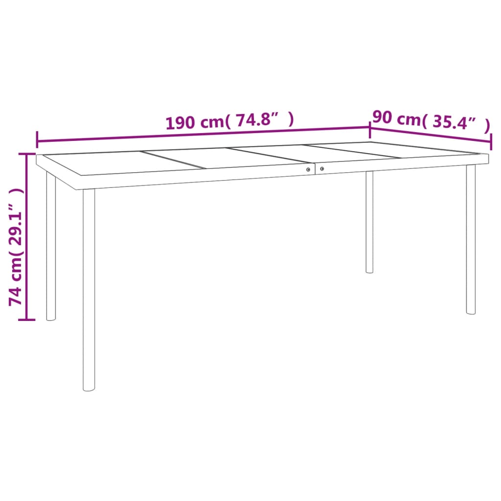 vidaXL 7 Piece Garden Dining Set Black Steel and Textilene