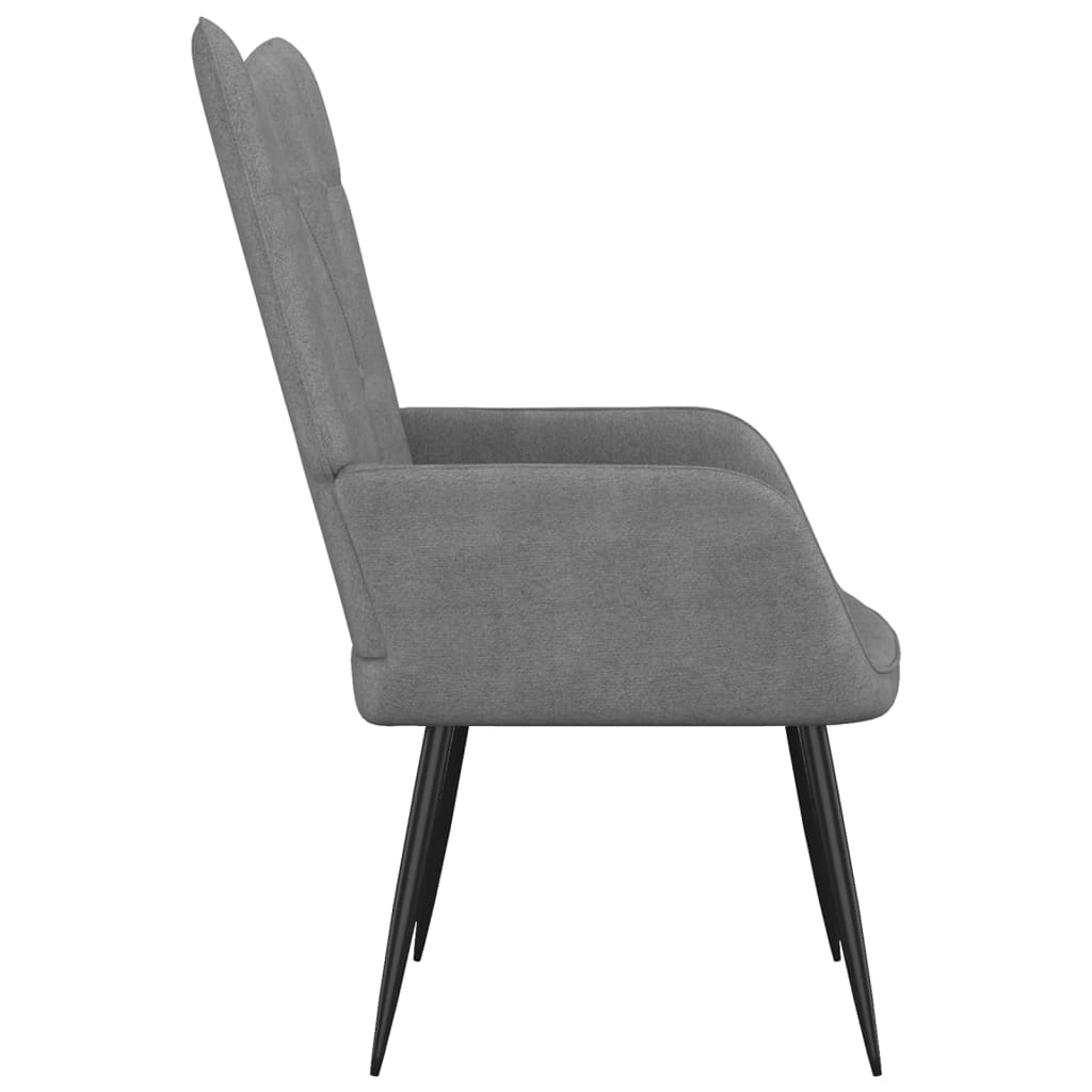 vidaXL Relaxing Chair with a Stool Dark Grey Fabric