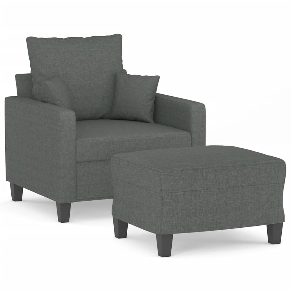 vidaXL Sofa Chair with Footstool Dark Grey 60 cm Fabric