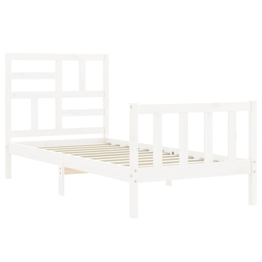 vidaXL Bed Frame without Mattress White Single Solid Wood Pine