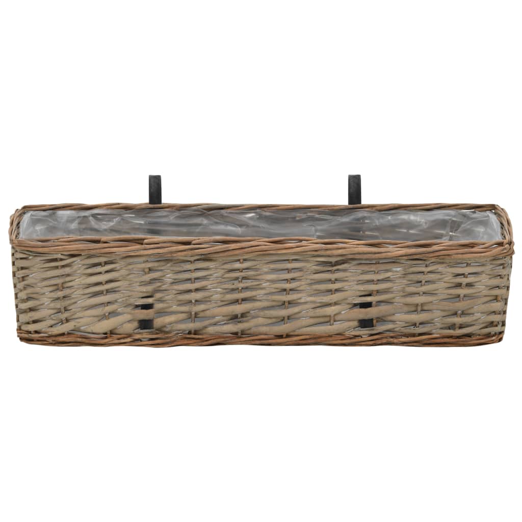 vidaXL Balcony Planter 2 pcs Wicker with PE Lining 60 cm