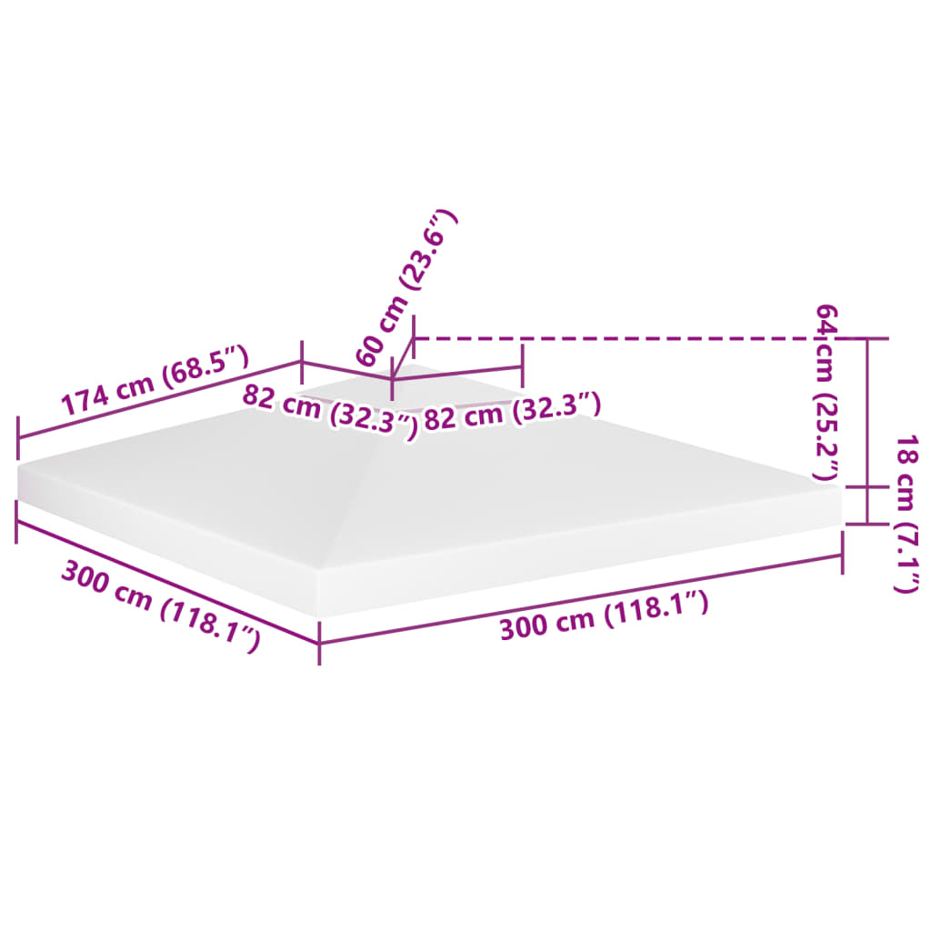 vidaXL 2-Tier Gazebo Top Cover 310 g/m² 3x3 m White