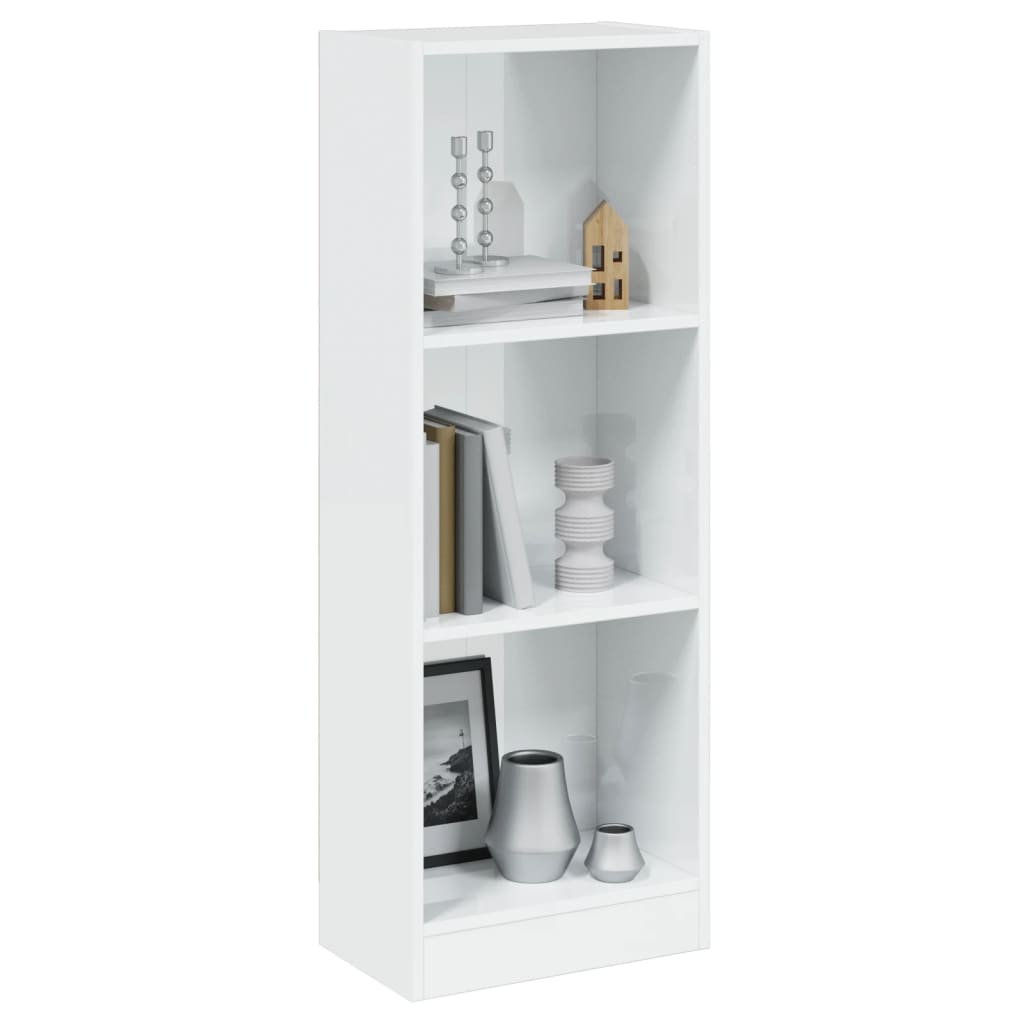 vidaXL 3-Tier Book Cabinet High Gloss White 40x24x109 cm Engineered Wood