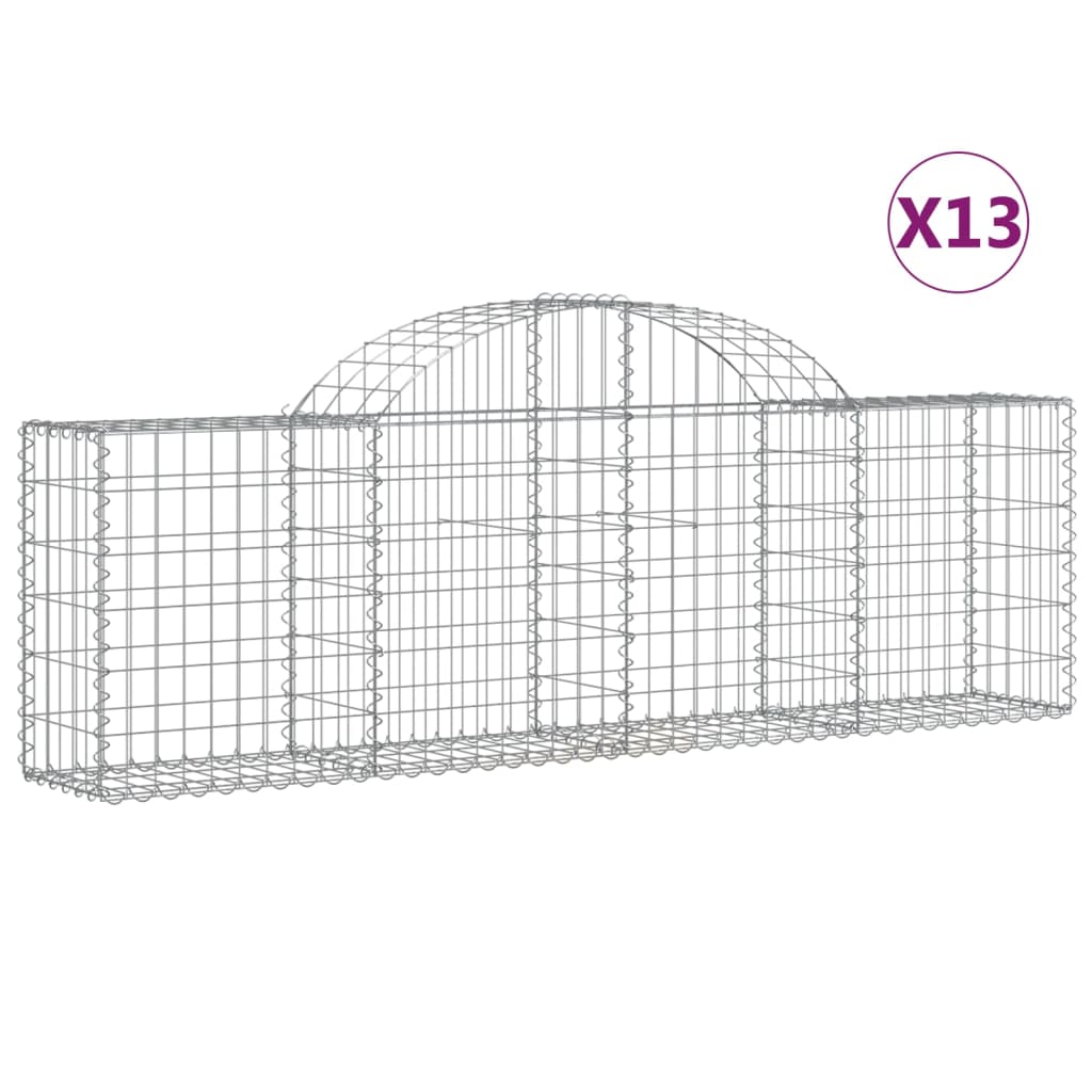 vidaXL Arched Gabion Baskets 13 pcs 200x30x60/80 cm Galvanised Iron