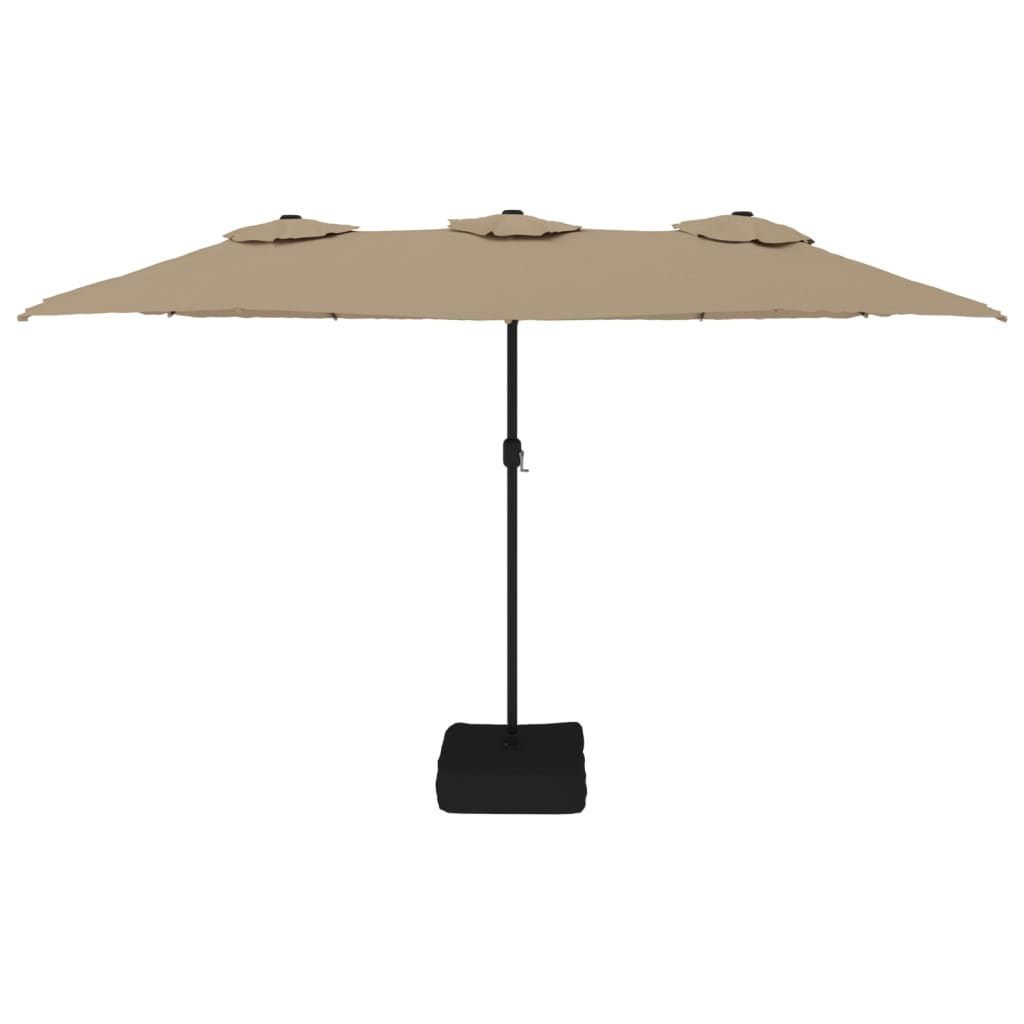 vidaXL Double-Head Garden Parasol with LEDs Taupe 449x245 cm