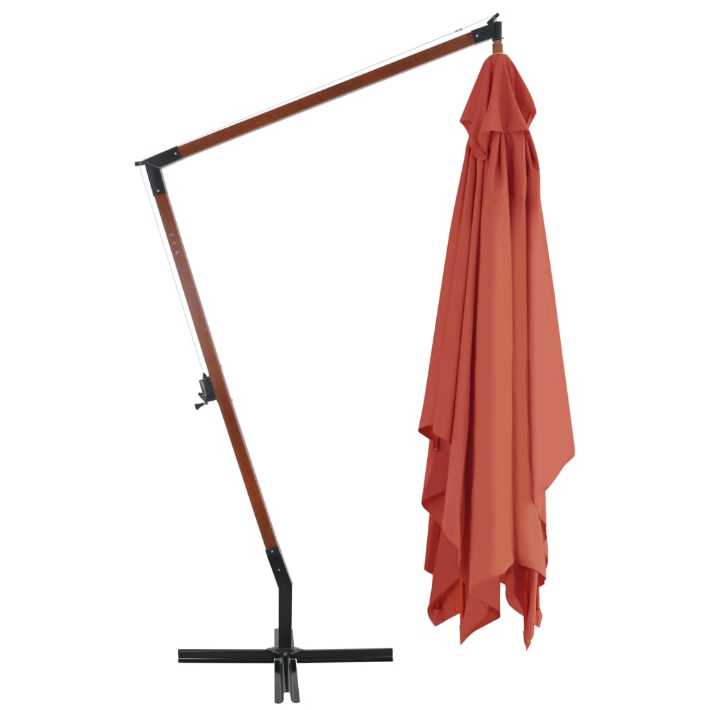 vidaXL Cantilever Garden Parasol with Wooden Pole 400x300 cm Terracotta