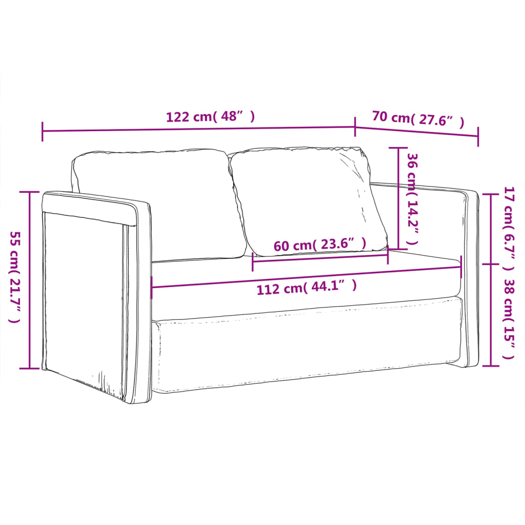 vidaXL Floor Sofa Bed 2-in-1 Dark Grey 122x204x55 cm Velvet