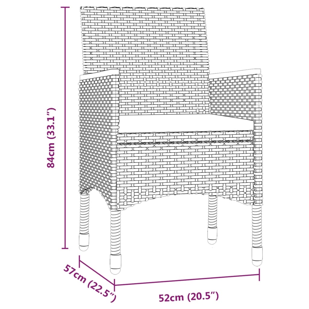 vidaXL 5 Piece Outdoor Dining Set with Cushions Grey and Black