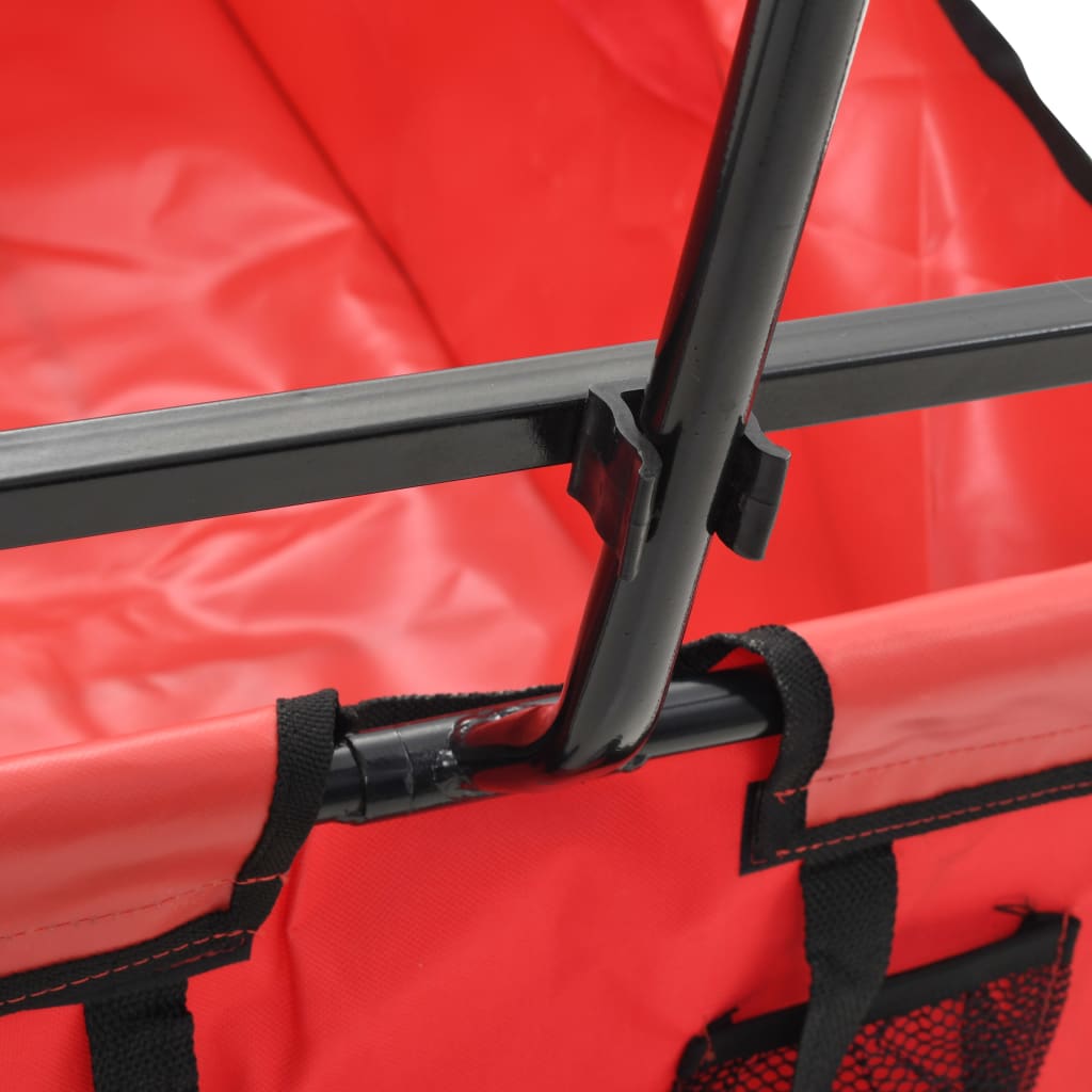 vidaXL Folding Hand Trolley Steel Red