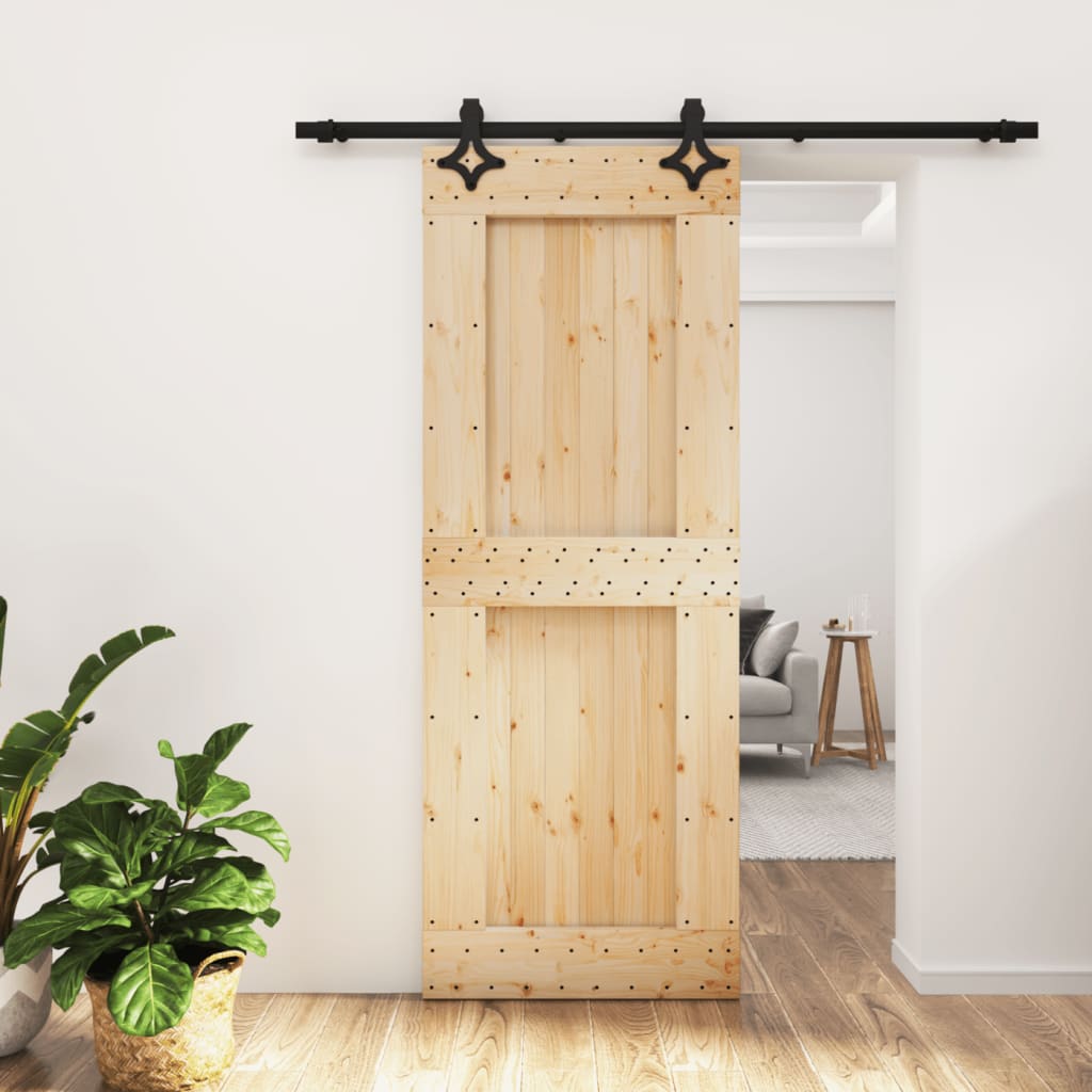 vidaXL Sliding Door with Hardware Set 80x210 cm Solid Wood Pine