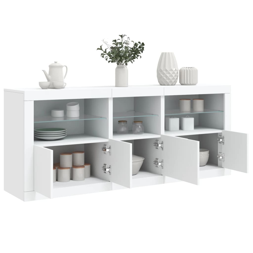 vidaXL Sideboard with LED Lights White 162x37x67 cm