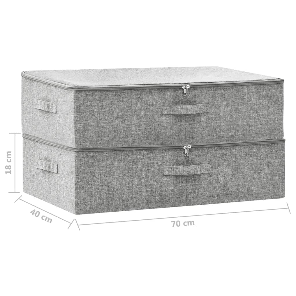 vidaXL Storage Boxes 2 pcs Fabric 70x40x18 cm Grey