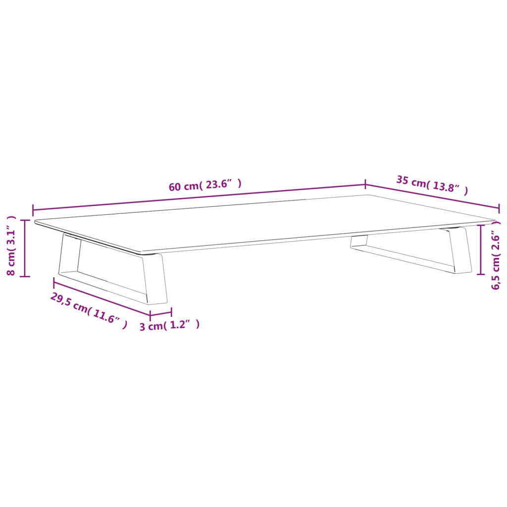 vidaXL Monitor Stand White 60x35x8 cm Tempered Glass and Metal