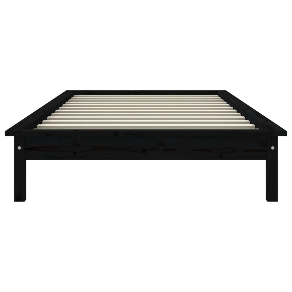 vidaXL Bed Frame Black 90x190 cm Single Solid Wood Pine