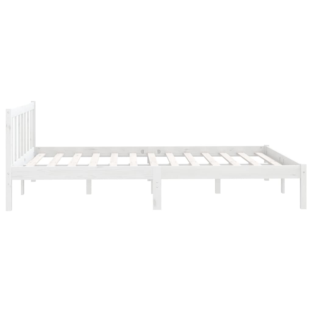 vidaXL Bed Frame without Mattress White Solid Wood Double