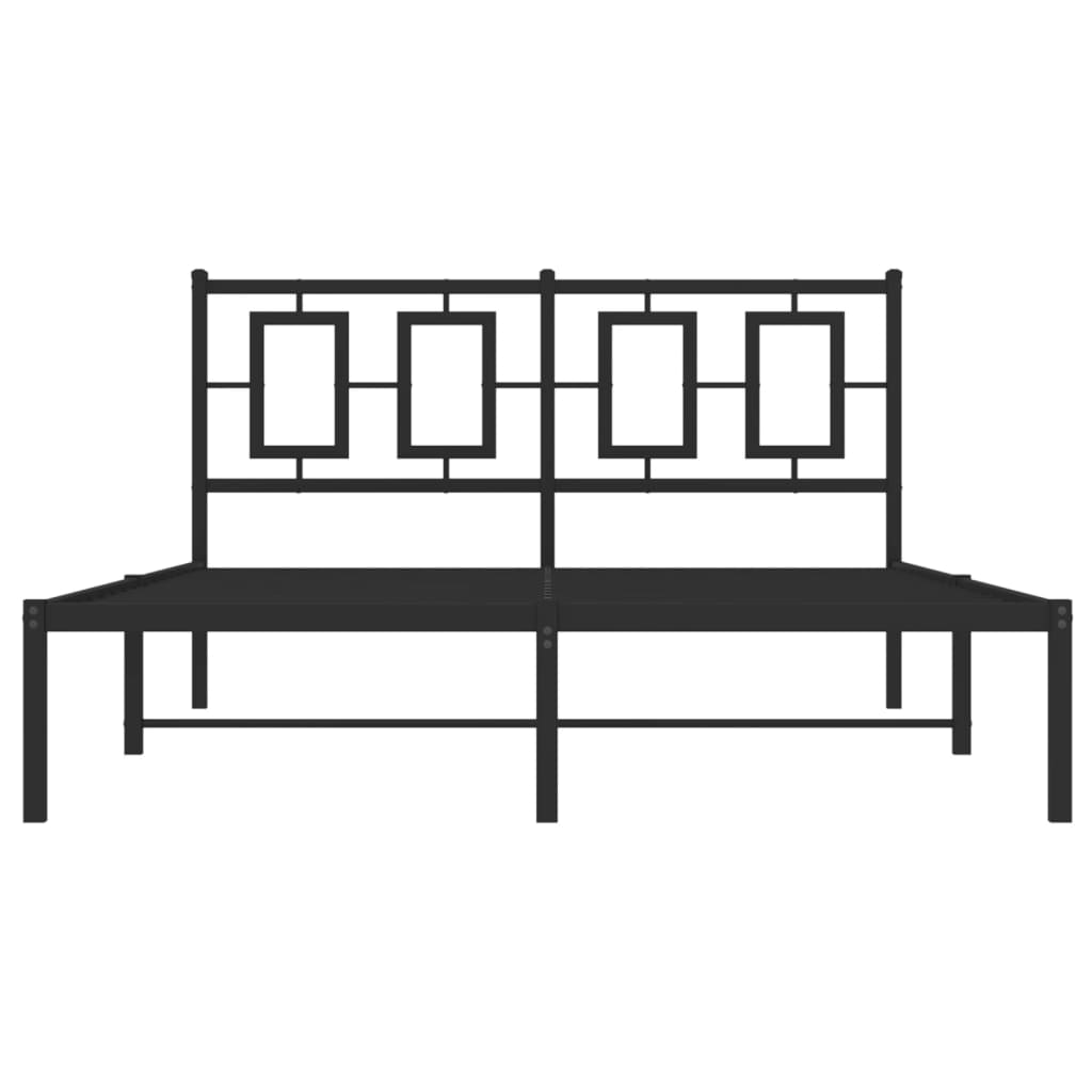 vidaXL Metal Bed Frame without Mattress with Headboard Black 135x190cm