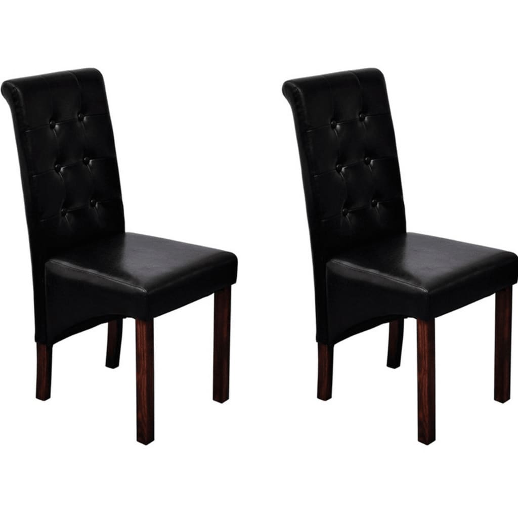 vidaXL Dining Chairs 2 pcs Black Faux Leather