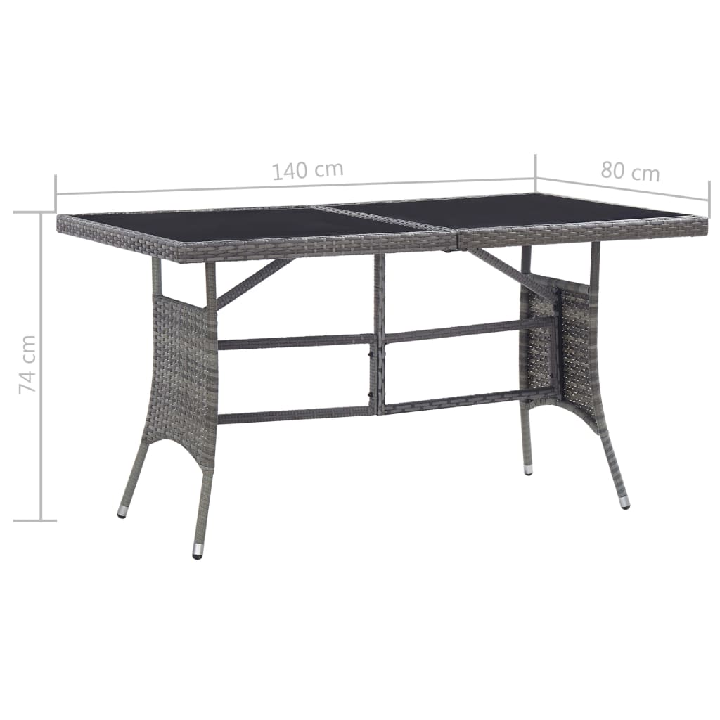 vidaXL 7 Piece Garden Dining Set Poly Rattan Anthracite & Grey