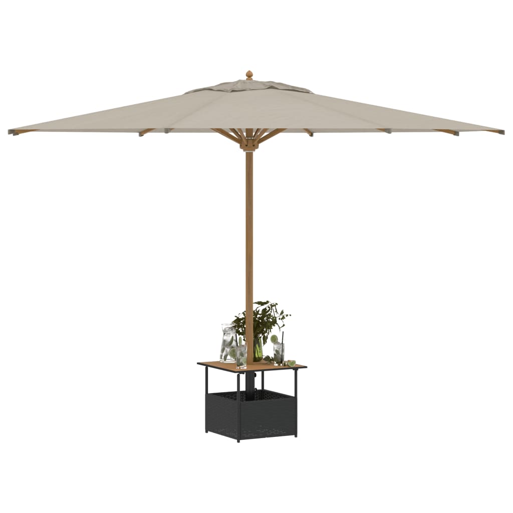 vidaXL Garden Table with Parasol Hole Black 55x55x46.5 cm Poly Rattan