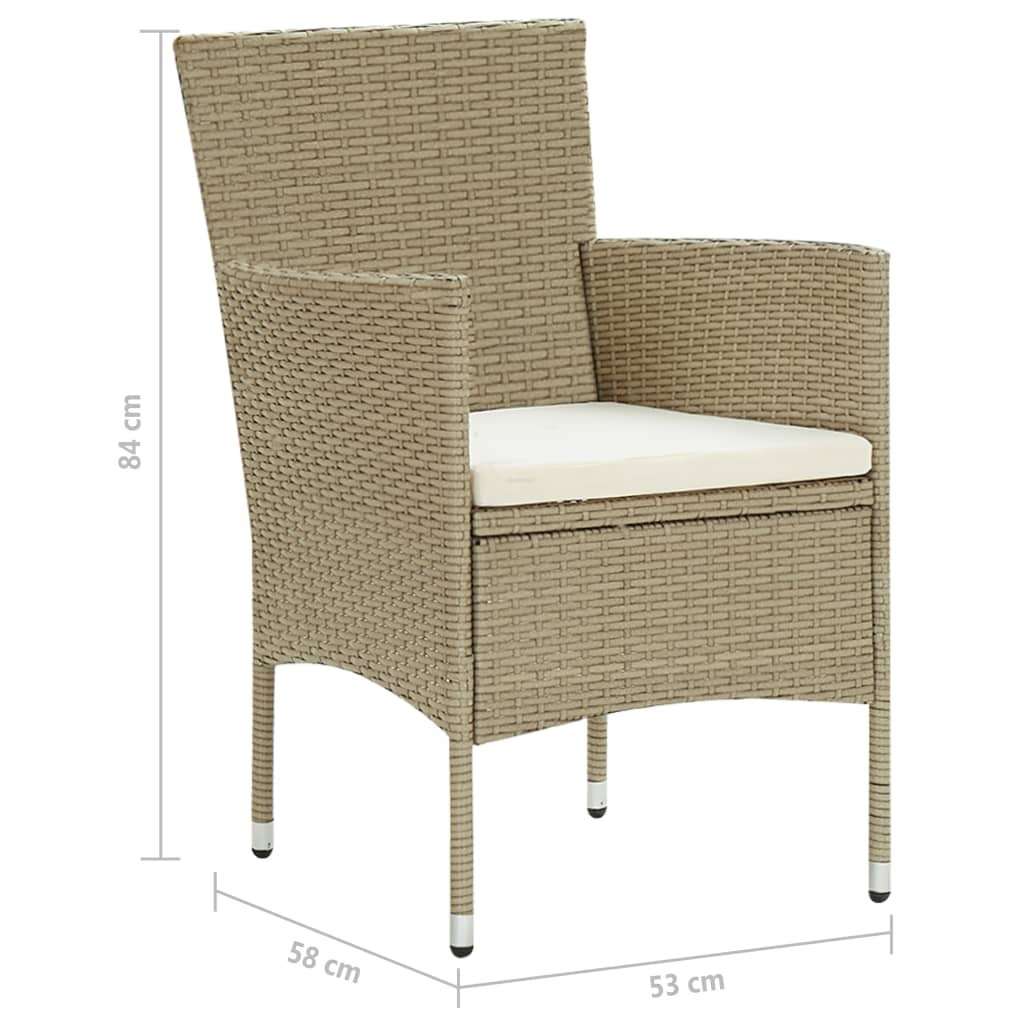 vidaXL 3 Piece Garden Dining Set Beige