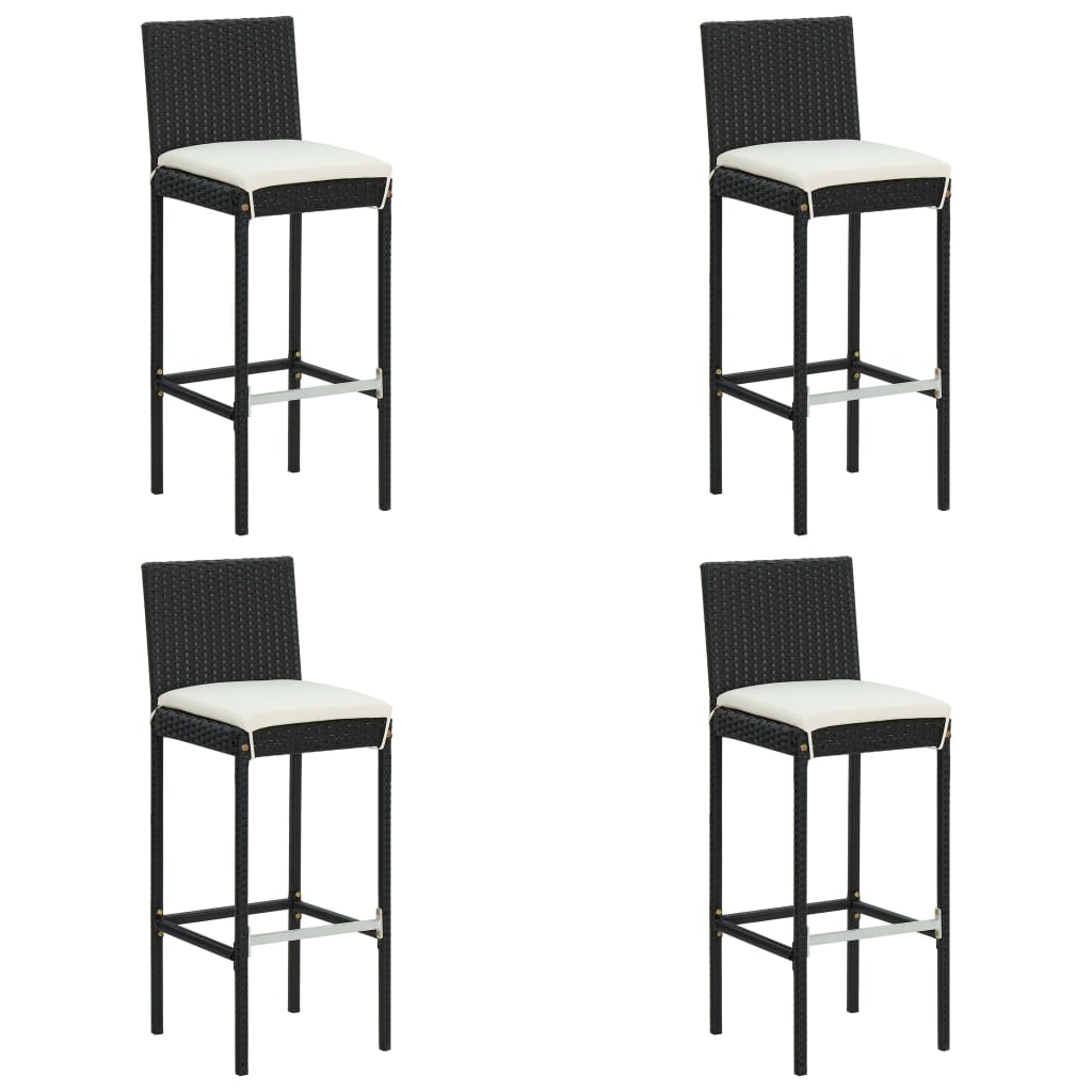 vidaXL 5 Piece Outdoor Bar Set with Cushions Poly Rattan Black