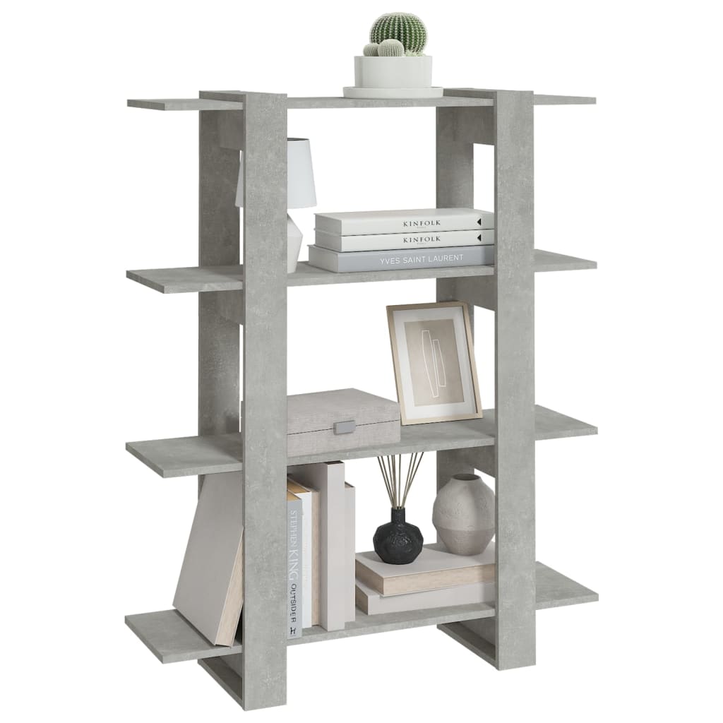 vidaXL Book Cabinet/Room Divider Concrete Grey 100x30x123.5 cm