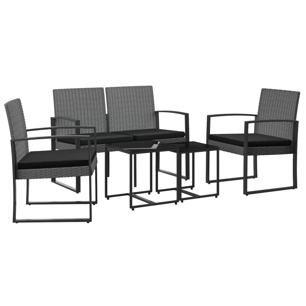 vidaXL 5 piece Garden Dining Set with Cushions Dark Grey PP Rattan