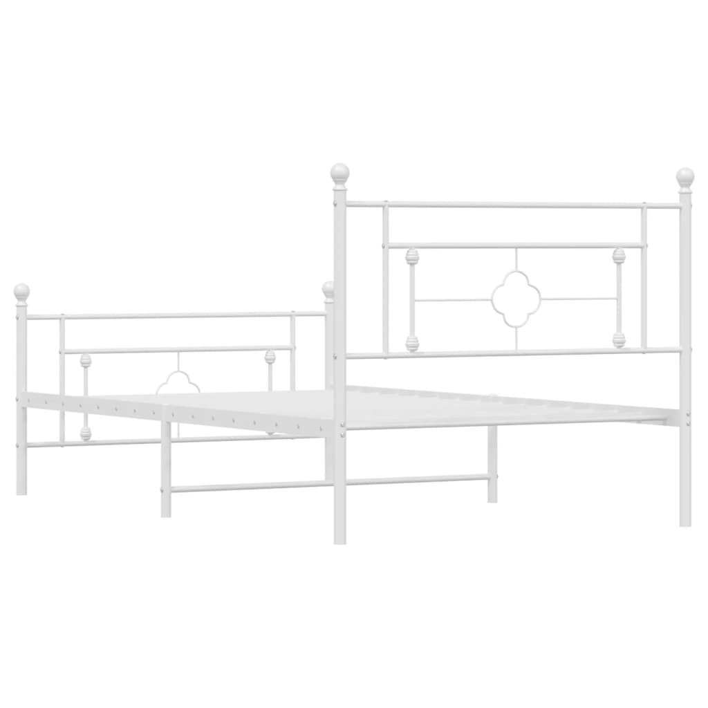 vidaXL Metal Bed Frame without Mattress with Footboard White 107x203 cm