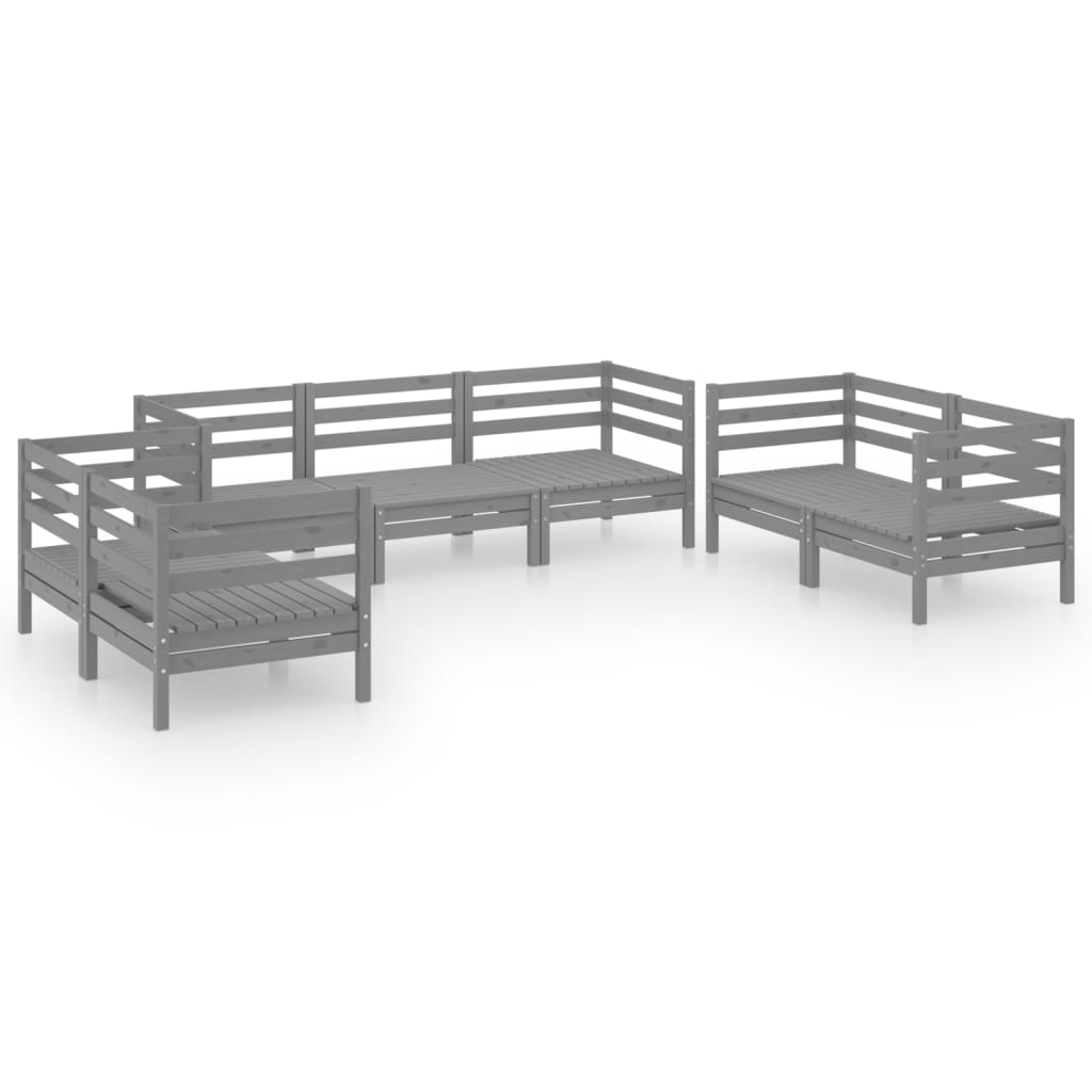 vidaXL 7 Piece Garden Lounge Set Grey Solid Pinewood