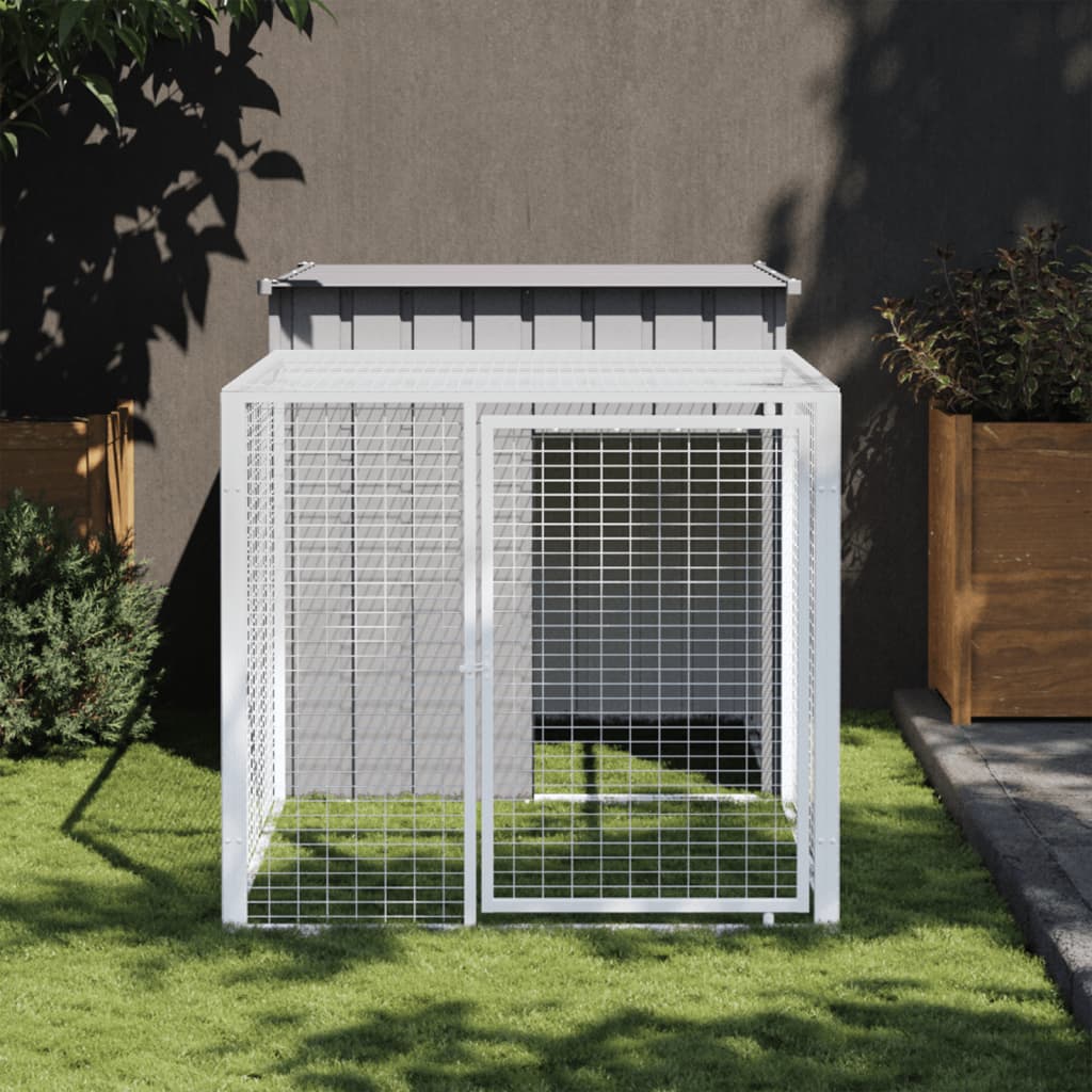 vidaXL Chicken Cage with Run Light Grey 110x201x110 cm Galvanised Steel