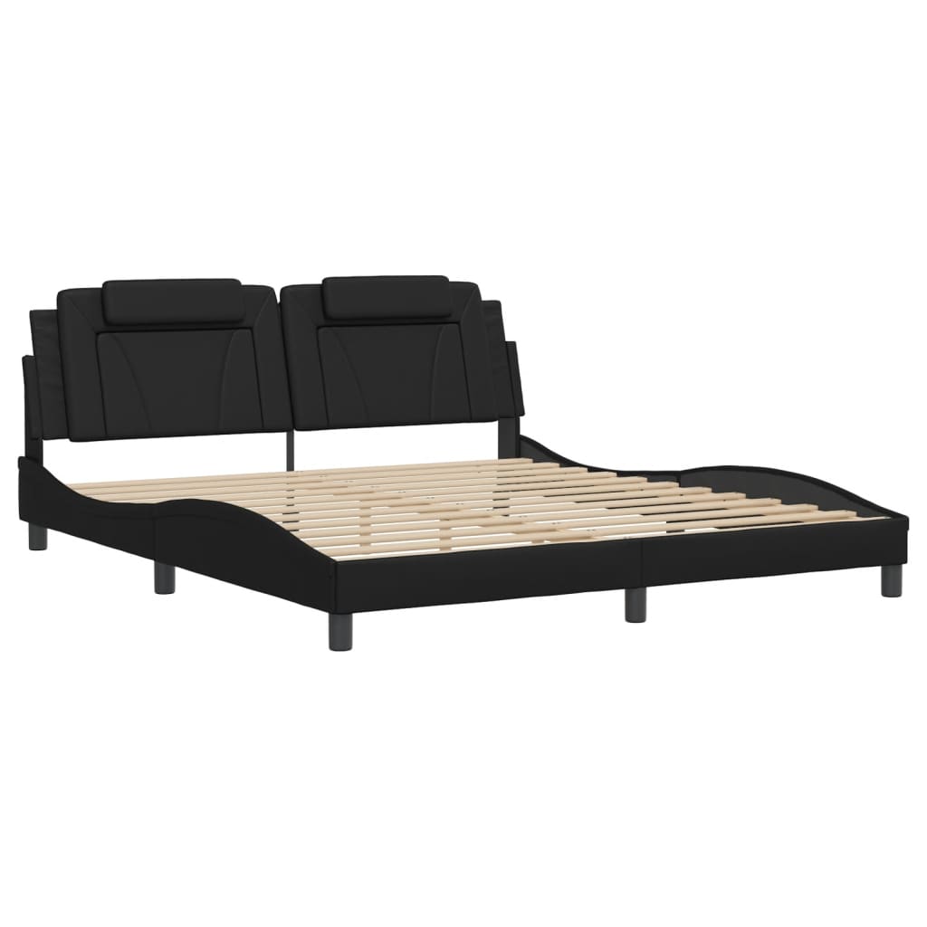 vidaXL Bed Frame with LED without Mattress Black 183x203 cm King