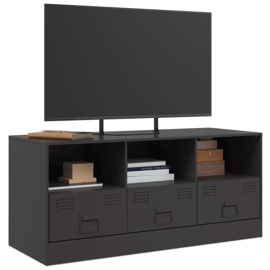 vidaXL TV Cabinet Black 99x39x44 cm Steel