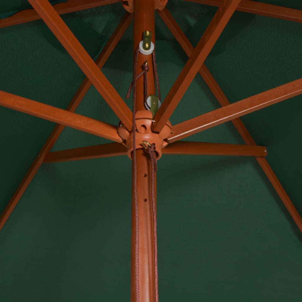 vidaXL Garden Parasol 200x300 cm Wooden Pole Green