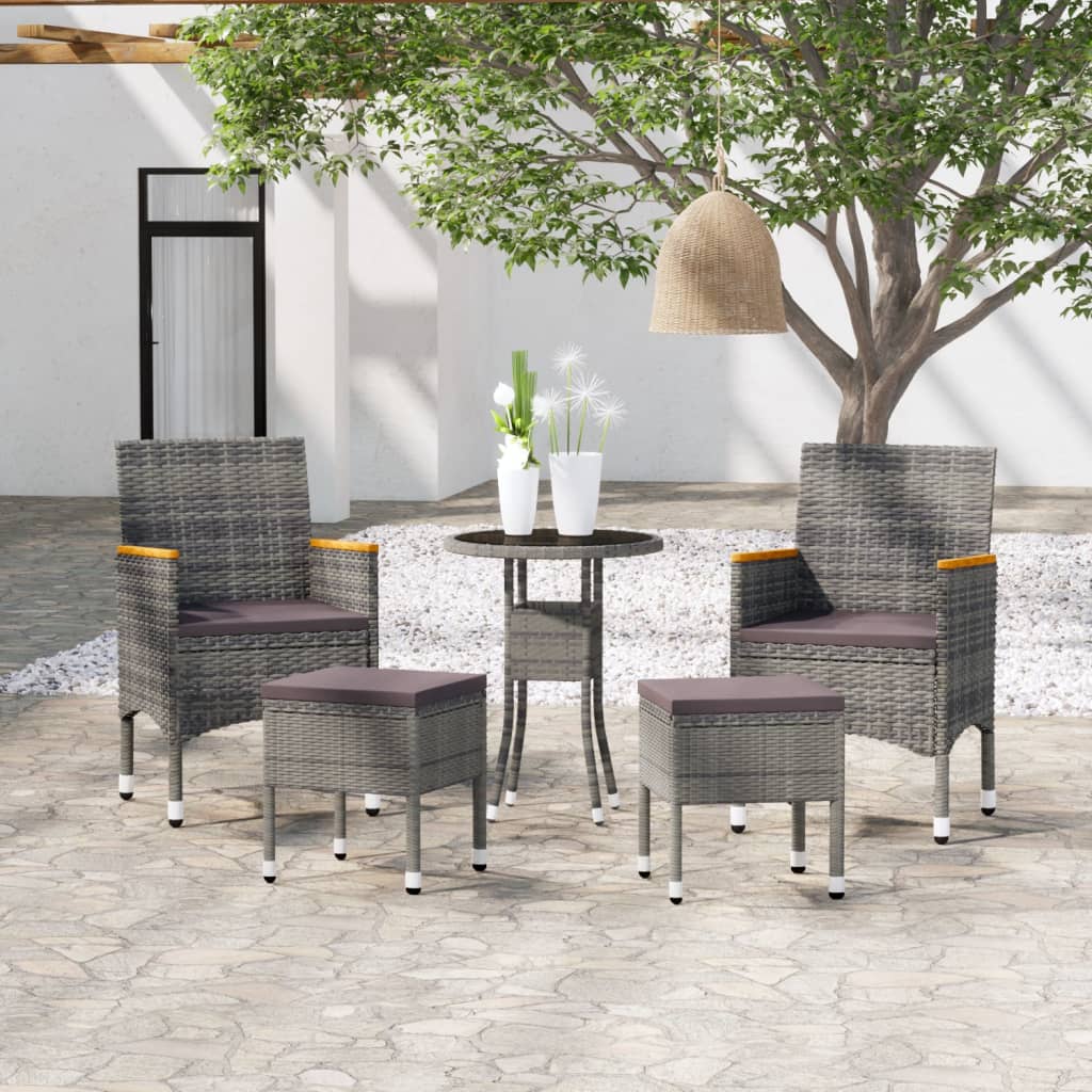 vidaXL 5 Piece Garden Lounge Set Poly Rattan Grey