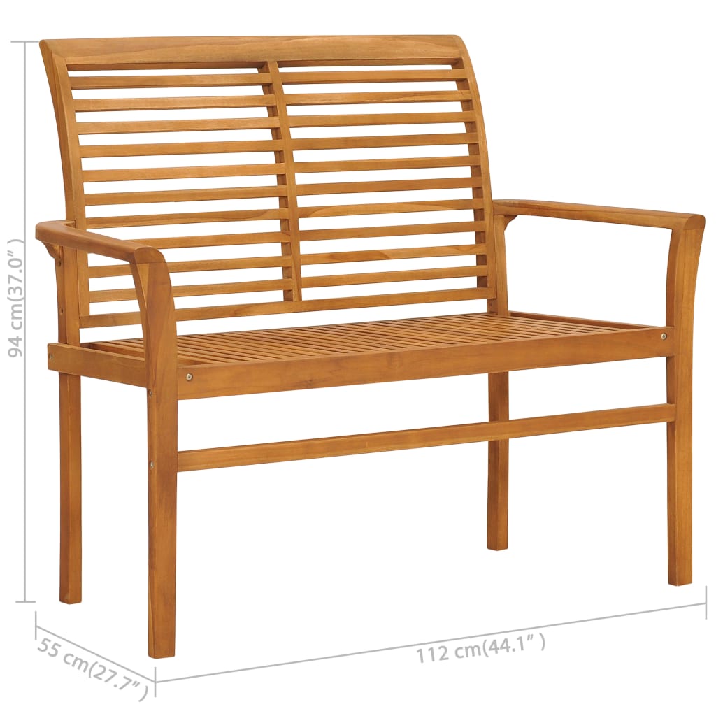 vidaXL Garden Bench with Taupe Cushion 112 cm Solid Teak Wood