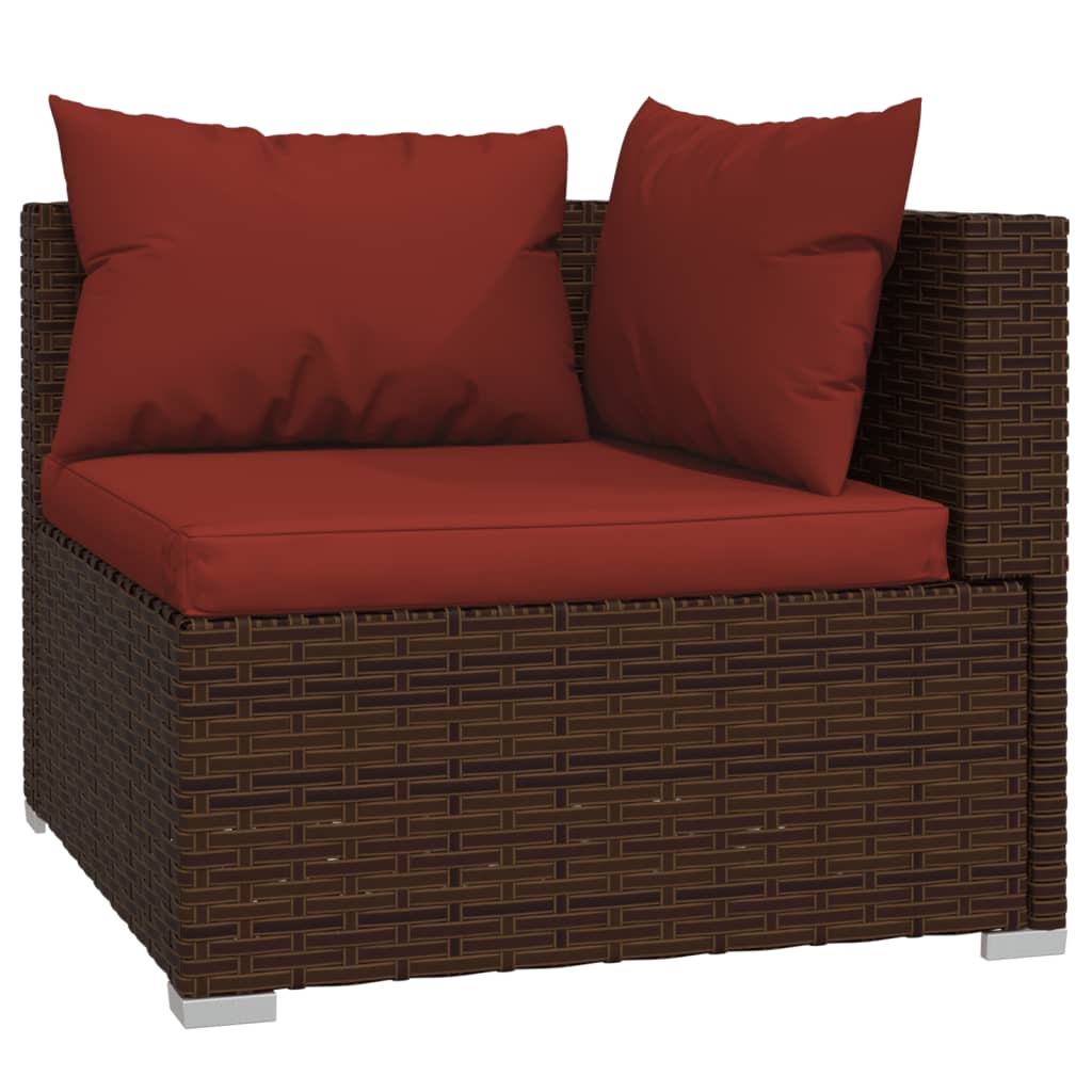 vidaXL 7 Piece Garden Lounge Set with Cushions Poly Rattan Brown