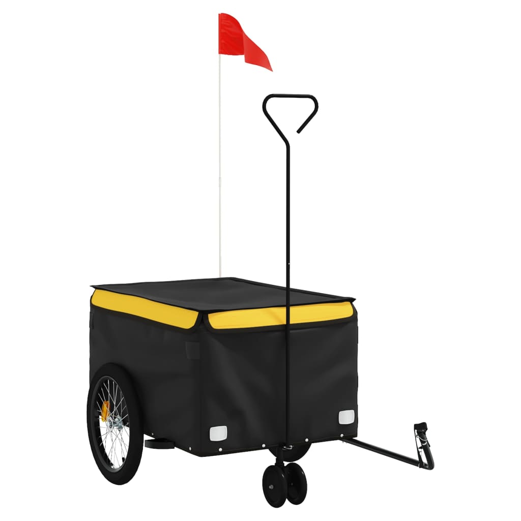 vidaXL Bike Trailer Black and Yellow 30 kg Iron