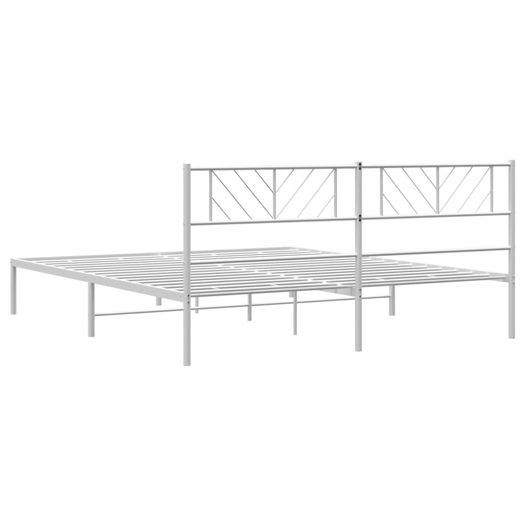 vidaXL Metal Bed Frame without Mattress with Headboard White 180x200 cm Super King