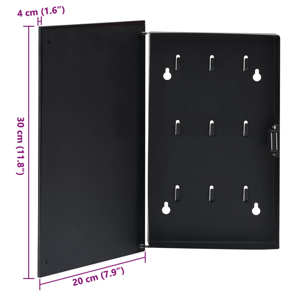 vidaXL Key Box with Magnetic Board Black 30x20x4 cm