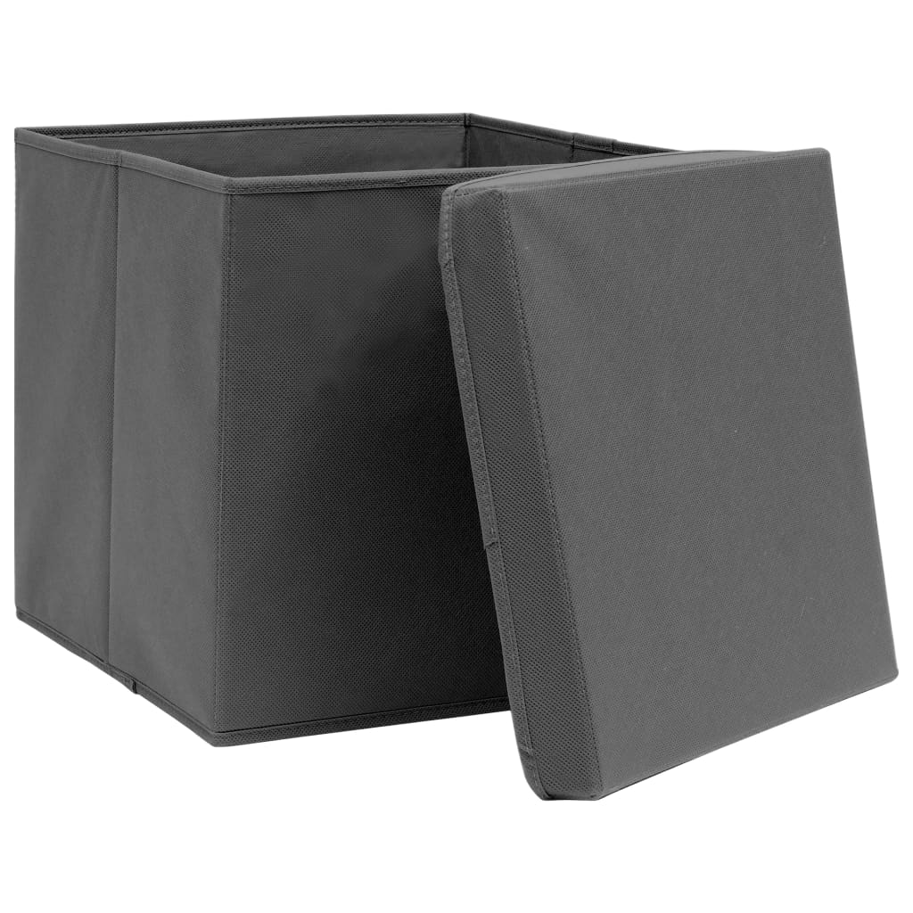 vidaXL Storage Boxes with Lids 4 pcs Grey 32x32x32 cm Fabric