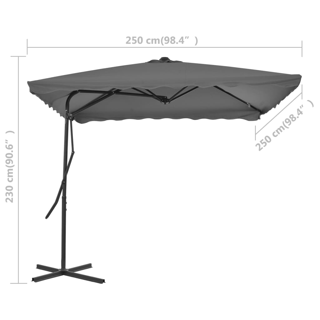 vidaXL Garden Parasol with Steel Pole 250x250 cm Anthracite