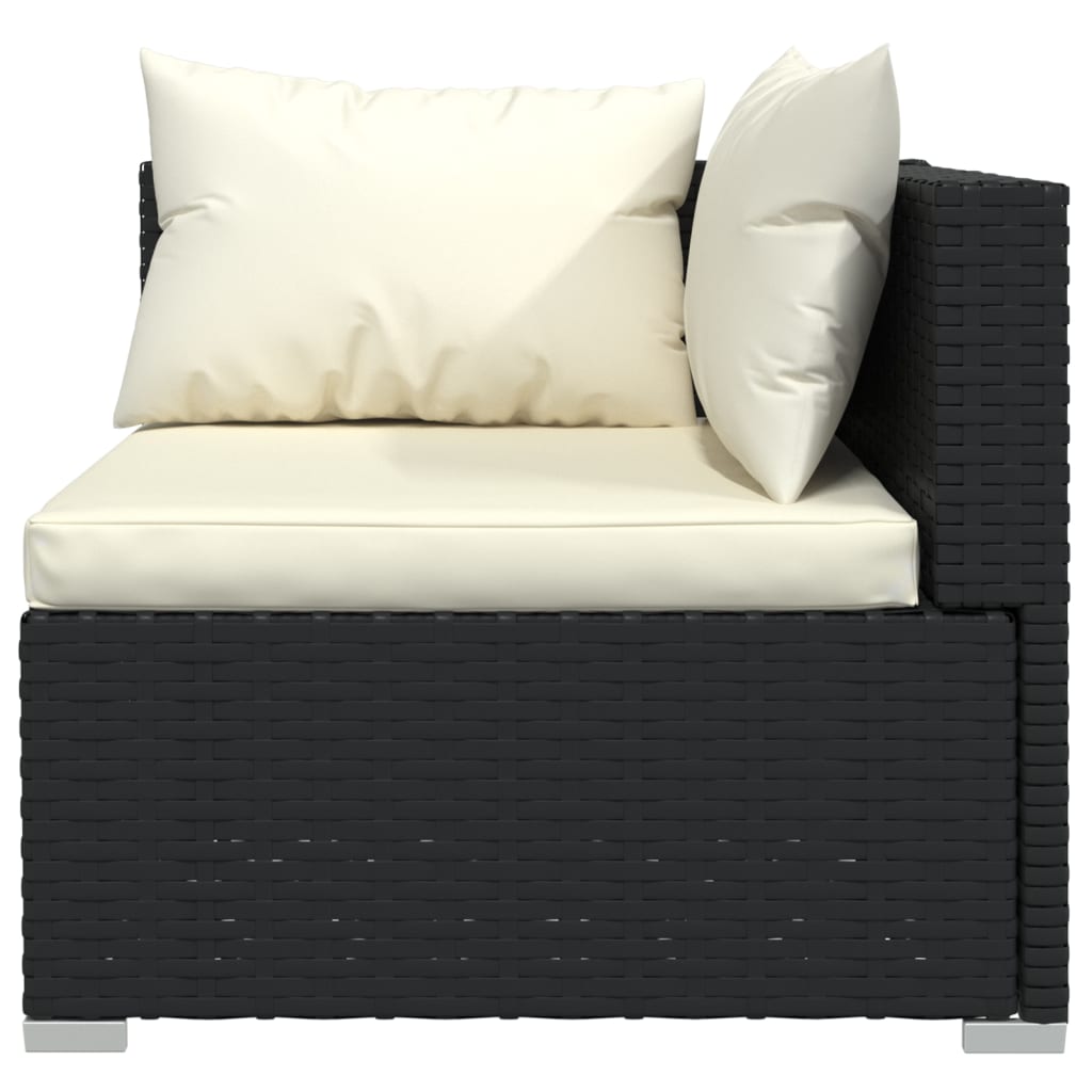 vidaXL 6 Piece Garden Lounge Set with Cushions Poly Rattan Black