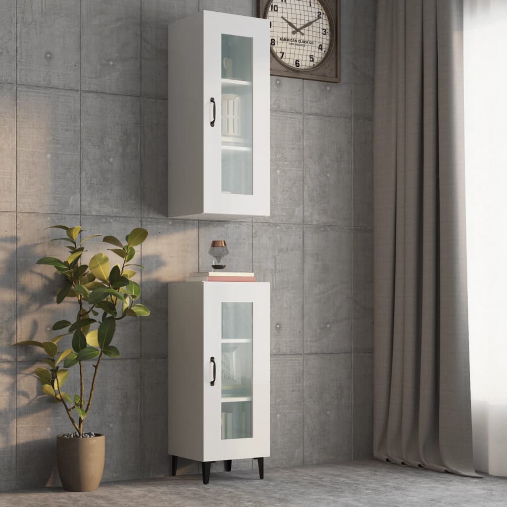 vidaXL Hanging Wall Cabinet High Gloss White 34.5x34x90 cm