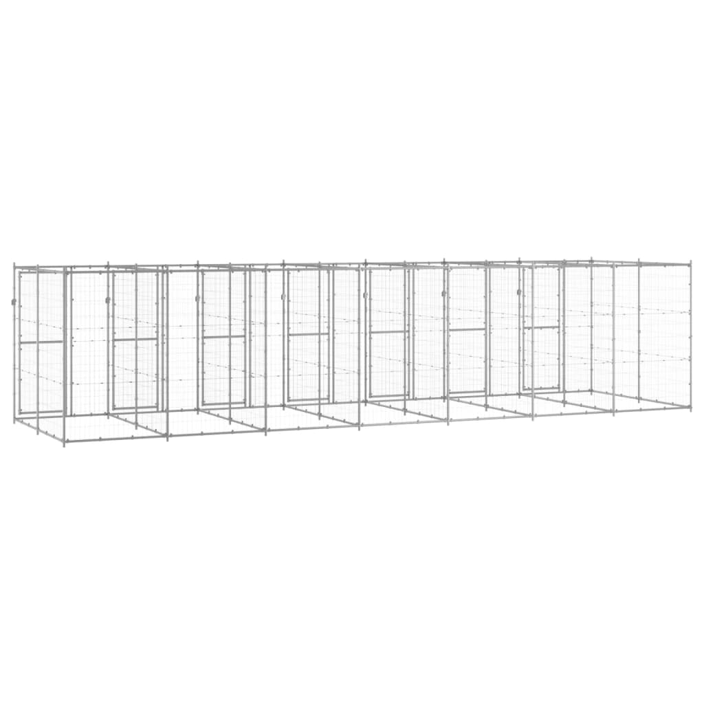 vidaXL Outdoor Dog Kennel Galvanised Steel 16.94 m²