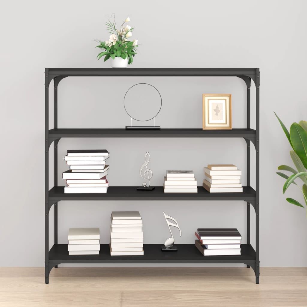 vidaXL Book Cabinet Black 100x33x100 cm Engineered Wood and Steel